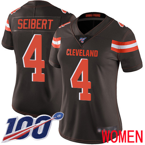 Cleveland Browns Austin Seibert Women Brown Limited Jersey #4 NFL Football Home 100th Season Vapor Untouchable